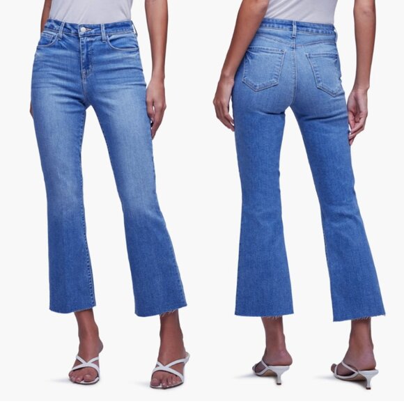 L'AGENCE Kendra Raw Hem Crop Flare Jeans - Picture 1 of 4